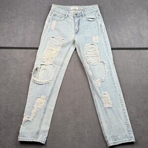 Denim Blvd Los Angeles Distressed Light Wash High Waisted Jeans Size 7